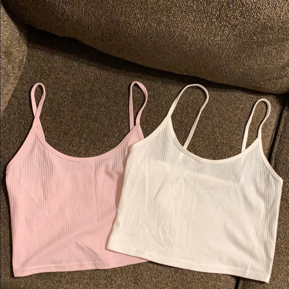 Pink and white crop tops